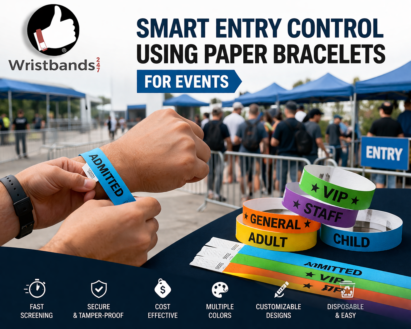 Smart Entry Control Using Paper Bracelets for Events